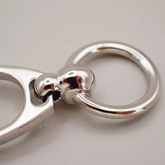 HERMES Logo Charms Etrier Twilly Scarf Ring Metal Silver Italy Accessory - Picture 2 of 9
